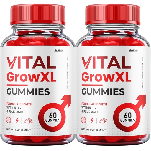 [BRSRAHD4OIMBEC3V] (2 Pack) Vital Grow XL Gummies - Official Formula - Vial Grow XL Advanced Strength Formula, Vital Grow XL Reviews, Overall Health Support 1000mg Maximum Strength Wellness Supplement (120 Gummies)