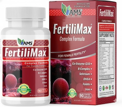 [BRSWYAT7OYBR4CD6] America Medic & Science FertiliMax, Fertility Supplements for Women, Supports Reproductive Health & Fertility Treatment, with Folate, CoQ10, DHEA, Iron, Selenium, 90 Capsules