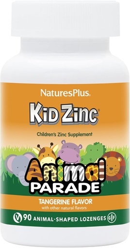 [BRSWKFD6CIMQMA3I] Natures Plus Animal Parade KidZinc, Tangerine Flavor - 90 Animal-Shaped Lozenges, Pack of 2 - Organically Chelated Zinc - Vegan, Gluten Free - 180 Total Servings