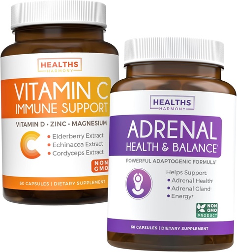 [BRSROZAFCV6GKCDF] Bundle of Adrenal Support & Vitamin- C Immunity Support - Adrenal- C Immunity Bundle - Adrenal Support & Cortisol Manager (Non- GMO) & C Vitamin Immune Support (Non- GMO) Immunrendszer booster kiegészítés
