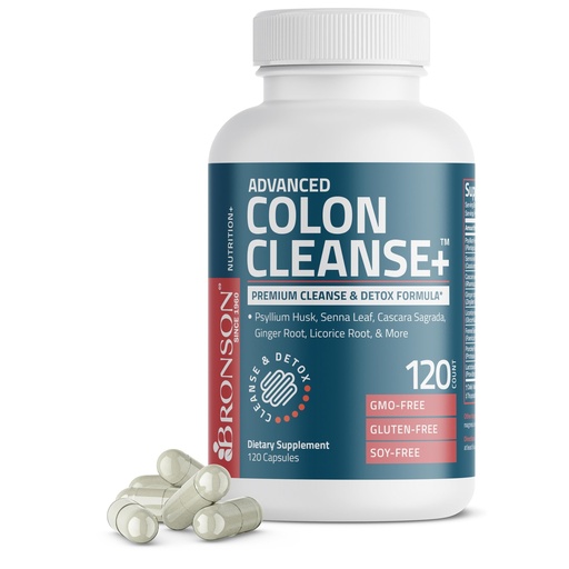 [BRSRA2QYBZ6AMDTJ] Bronson Advance Colon Cleanse Premium Cleanse & Detox Formula with Psyllium Husk, Senna Leaf, Cascara Sagrada, Ginger Root, Licorice Root & More, Non-GMO, 120 Capsules