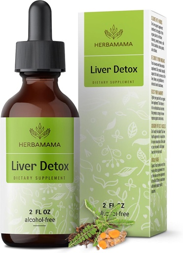 [BRSWYYL7AAPQ2FY6] HerBAMAMA Liver Support Tincture - Liver Detox נוזל טיפות עם חלב Thistle, Dandelion Root & Chanca Piedra - non-GMO, אלכוהול & סוכר חינם נוזל ניקוי, 42 ימים אספקת מזון