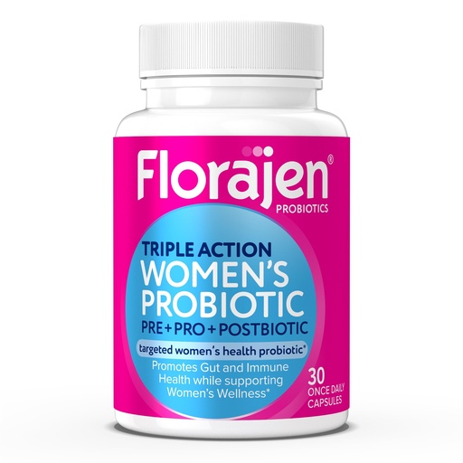 [BRSROBQ3CUGW223J] Florajen Women's Complete Triple-Action Prebiotic + Probiotic + Postbiotic for Digestive & Immune Support - Fast-Acting Relief from Constipation & Bloating - Gluten-Free - Vegan - Non-GMO - 30-Count