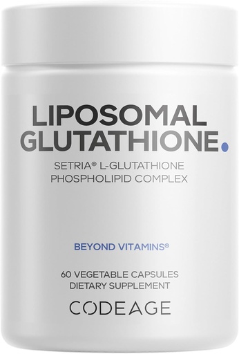 [BRSWGFIQOEHAY2Y7] Codeage Liposomal Glutathione Eksperti - Pure aşağılanmış Setria L-Glutathione, Liposomal Delivery, Fosfolipid Kompleksi - Encapsulated Glutathione Toz Pills - Vegan, Non-GMO - 60 Capsules
