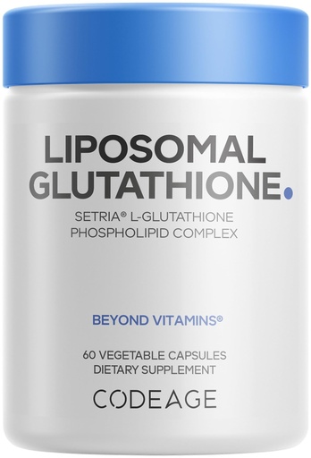 [BRSWGFIQOEHAY2Y7] Codeage Liposomal Glutathione Supplement - Pure Reduced Setria L-Glutathione, Liposomal Delivery, Phospholipid Complex - Encapsulated Glutathione Powder Pills - Vegan, Non-GMO - 60 Capsules