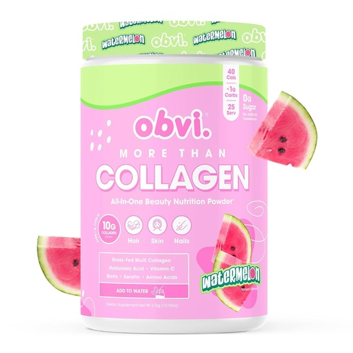[BRSRO2YBOJ7AIYIZ] Obvi More Than Collagen Powder | Supports Healthy Hair, Skin, Nails, Joints, Gut | Grass-Fed Multi Collagen Supplement with Hyaluronic Acid, Biotin, Keratin | Watermelon, 25 Servings