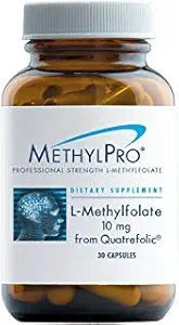 [BRSWGYLYC5YWAHLO] MethylPro L Methylfolate 10mg (from Quatrefolic) - Professional Strength L-Methylfolate Supplement for Brain and Mood Support - MTHFR Supplement (30 Capsules)
