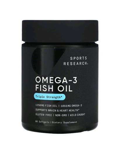 [BRSRM2YBBB7AEDLU] Sports Research Omega-3 Fish Oil, Triple Strength, 60 Softgels