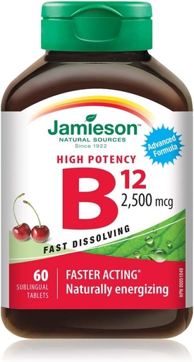 [BRSWIHQ6CYDWY2L4] Jamieson Vitamin B12 2,500 mcg(METHYLCOBALAMIN), 60 Sublingual Tablets