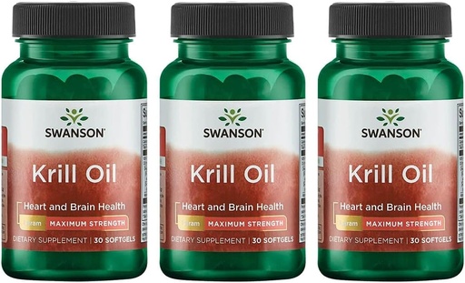 [BRSWGFD3BAGW2AIY] Swanson EFAs- Krill Oil - Maximum Strength - 1 g, 30 Softgels (3 Pack)