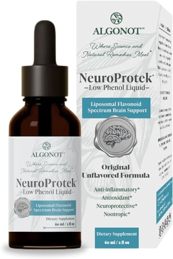 [BRSRMHTRAUMGK3D2] NeuroProtek Low Phenol Liquid - Unflavored - 60 servings, The only luteolin liquid formulation for rapid absorption. Exclusive patented combination of Luteolin and other Flavonoids in Olive Pomace Oil