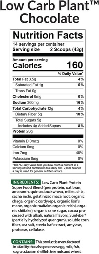 [BRSRMAIDDINGEG3O] BioTrust Low Carb Plant, Delicious, Creamy, 20 Grams of Clean, Complete, Plant-Based Protein, 5 Grams Fiber, 15 Superfoods, Digestive Enzymes, Vegan, Dairy-Free - 14 Servings (Chocolate)