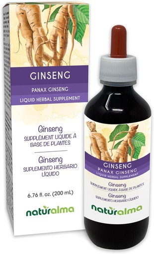 [BRSROBIZBYFQYF35] Naturalma Ginseng (Panax Ginseng) Root Alcohol-Free Tincture - 6.76 fl oz Liquid Extract in Drops - Herbal Supplement - Vegan