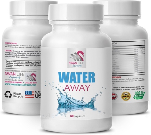 [BRSRAZLYCMIGYHQU] Diuretic support supplement - WATER AWAY - Water supplement, Fluid balance, Herbal blend, Diuretic support, Natural water balance, Herbal water, Diuretic complex, Wellness supplement 1Bot 60Caps