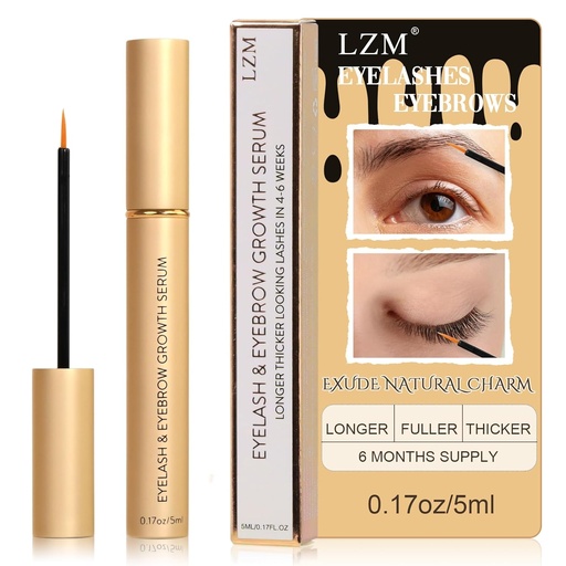 [BRSROEA7OF5WYHLD] LZM Serum for Eyelash Growth and Thickness, Eyebrow Enhancer, Advanced Formula for Longer, Fuller and Thicker Looking Natural Lashes, 1 Fl Oz