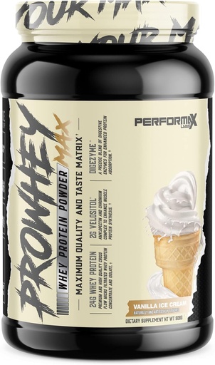 [BRSROYA3PJ4GA237] ProWhey Max Whey Protein Powder | Maximum Quality and Taste | 24g Protein with Added Digestive Enzymes | Delicious Flavors (Vanilla Ice Cream, 2 Pounds)