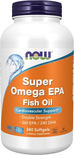 [BRSWIYQAO4NGOD34] AHORA Suplementos de alimentos, Super Omega EPA, 360 EPA / 240 DHA, Molecularmente Destilado, Soporte cardiovascular*, 240 Softgels