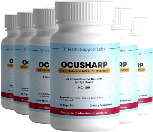 [BRSRMBL7DJ5A4HTA] Ocusharp Vision Health Formula with Zeaxanthin, Lutein, Bilberry Exrtract, Eyebright & More - Eye Vitamin Supplement, 60 Capsules (6)