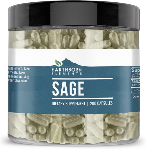 [BRSRMCT5BUPWMCTK] Earthborn Elements Sage 200 Capsules, Pure " Undiluted, No Additives