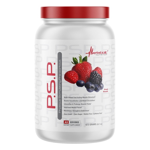 [BRSWYGDRAR5GCALJ] Metabolic Nutrition P.S.P. Physique Stimulating PreWorkout 672g Zero Sugar Caffeine Free (Fruit Punch)