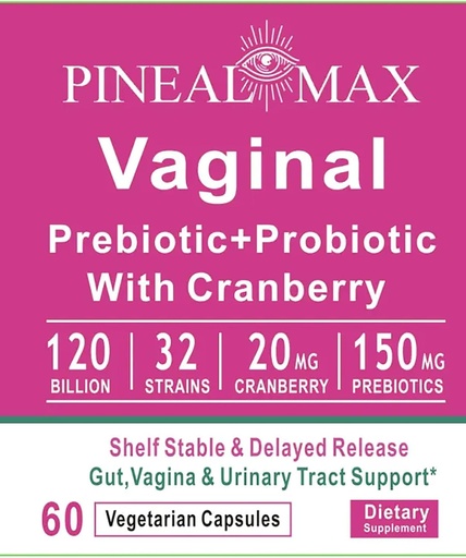 [BRSRAEA2CIHG2GT7] Vaginal Prebiotic+Probiotic with Cranberry, 120 Billion CFU, 32 Strains, 150mg Prebiotics
