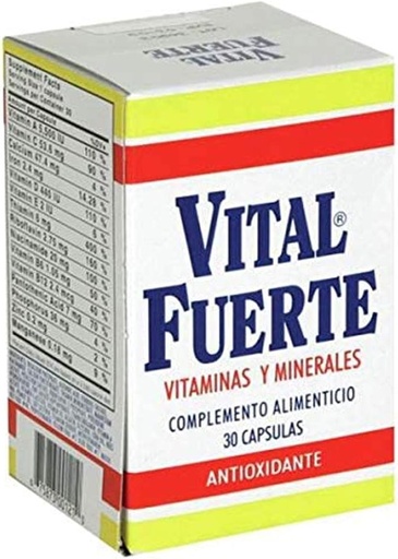 [BRSWIZYNAICA4ETY] Vital Fuerte, Vitamins and Minerals Supplement, 30 Capsules, Bottle.