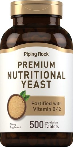 [BRSROBQCCICBM3DZ] Piping Rock Nutritional Yeast Tablets | 500 Pills | Fortified with Vitamin B12 Complex | Non-GMO Supplement