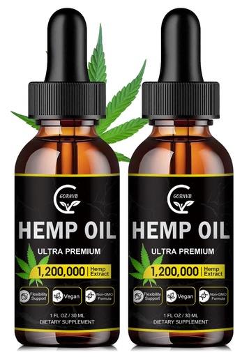 [BRSRMBL7A4GQMDY4] (2-Pack) High Potency Hemp Oil - Maximum Strength, Immune System Support, Focus Calm, Relaxation, Mood, Pure Extract, Organic, Vegan, Non-GMO