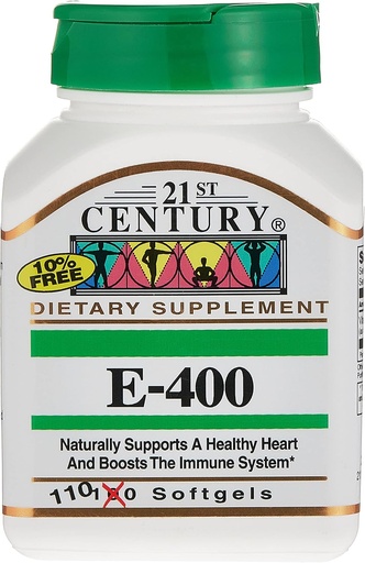[BRSWIFYLAQNWKETK] 21st Century Vitamin E 400iu, 110 Softgels