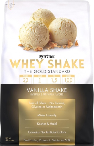 [BRSW2CQ3BMFWOCAZ] Syntrax Nutrition Whey Shake, Cold Filtered & Undenatured Whey Protein Powder Blend, Vanilla Shake, 5 lbs - with Real Vanilla Bean Specks