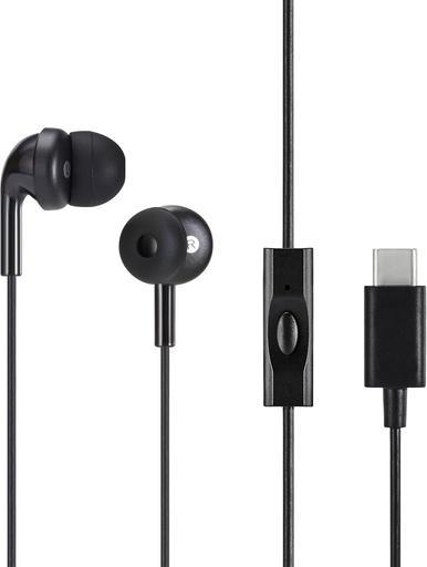 [BRSROCY2CAHWKGT5]   Basics Wired Earbuds with Microphone, In Ear Headphones, USB-C, 4.2 ft long cable, S/M/L Ear Tips, One size, Black