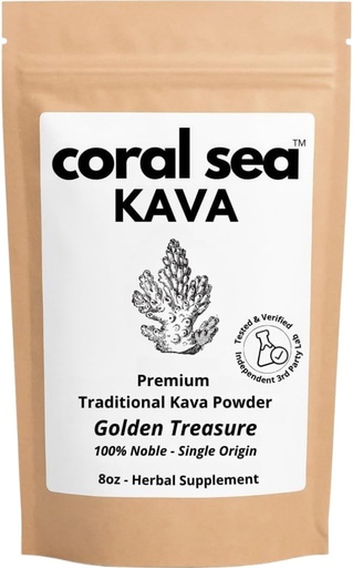 [BRSRAGALA4HA2GQU] Kava Powder Noble Kava Kava Root Drink Vanuatu Traditional Grind Tea Calming Uplifting Balanced Strong Natural Bitter Flavor Golden Treasure 8oz