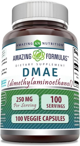 [BRSRMAL6OEHWY3L6] Amazing Formulas DMAE Supplement | 250 Mg | Veggie Capsules | Non-GMO | Gluten-Free | Made in USA (1 Pack, 100 Count)