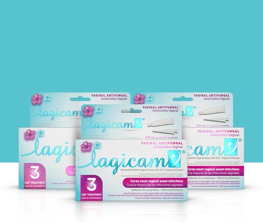 [BRSRMBI2OR4BQGQ3] Lagicam 3 Day Yeast Infection Treatment for Women, Start Working on The 1st Day, Miconazole Nitrate, Antifungal Vaginal Cream for Itching and Irritation, 3 Disposable Applicators & Cream (Pack of 3)