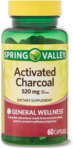 [BRSROAI2CACAO2A7] Activated Charcoal Dietary Supplement, 520 mg, 60 Count