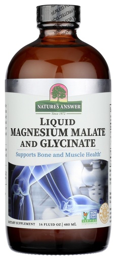 [BRSWIZQPC4IAEGDO] Nature's Answer Liquid Magnesium Malate and Glycinate | Supports Healthy Bone & Muscle Function | Promotes Healthy Cardiovascular Function | Gluten-Free & Vegan 16oz