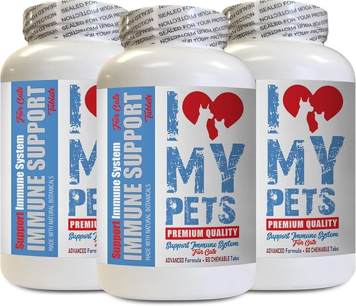 [BRSWGGI6AUMGAG3Z] I LOVE MY PETS LLC Immune System for Cats - CAT Immune Support - Booster - Healthy Supplement - cat Allergy Chews - 180 Treats (3 Bottles)