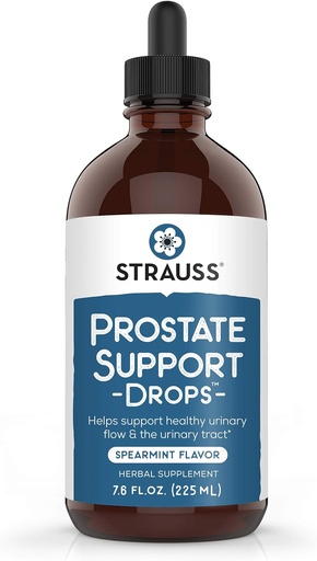 [BRSWIYIZO4HQADLG] Strauss Naturals Prostate Support Drops – Suppléments pour la santé de la prostate pour les hommes avec Saw Palmetto pour le traitement urinaire, sans gluten, sans soja et sans OGM, 7,6 fl oz