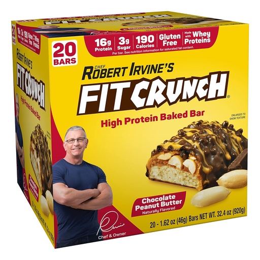 [BRSRMFQHC4IQEFDP] FITCRUNCH Protein Bars, Snack Size Value Pack, Gluten Free, Made with Whey Proteins (20 Snack Size Bars, Peanut Butter)