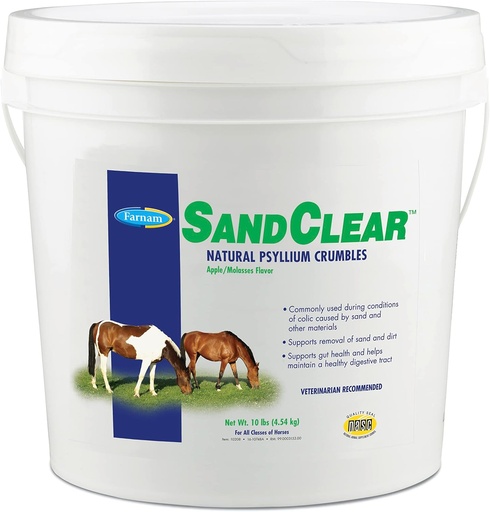 [BRSWIYQBBMDGOADY] Farnam SandClear Psyllium Crumbles Supplement for Horses, Helps Remove Sand from Colon & Supports Digestive Health, Apple/Molasses Flavor, 10 lbs.