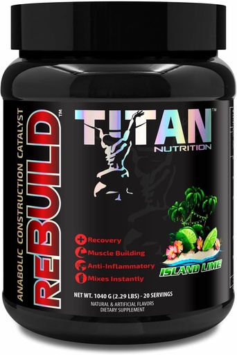 [BRSROFQYAQHQAHLK] Titan Nutrition Rebuild- Post Workout Recovery Ignitor with Cluster Dextrin, Creatine, BCAA's (Island Lime, 20 Servings)