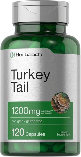 [BRSROEILO56BOEI2] Horbäach Turkey Tail Mushroom Capsules | 1200mg | 120 Counter | Non-GMO 和 Gluten 自由提取器