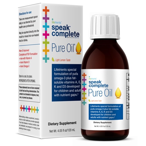 [BRSWKEIQCING2HTC] Lifetrients – Speak Complete Pure Oil – Natural Lemon – 4.05 oz – Pediatrician Formulated to Support Children with Special Nutritional Requirements – Enhanced with Omega-3, Vitamin A, D3, E & K