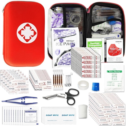 [BRSRM2YEBUNQ2H36] Kit de primeros auxilios para el hogar Esencial de primeros auxilios, 275 piezas kit de supervivencia Suministros de emergencia, Mini bolsa de engranaje con Esenciales básicos de primeros auxilios para casos de emergencia