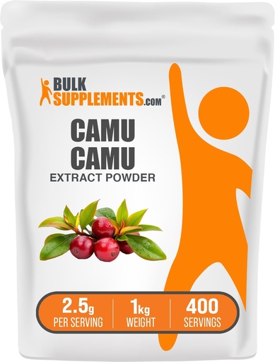 [BRSWGHYDBMNAEYA2] BulkSupplements.com Camu Camu Extract Powder - Superfood Supplement, Herbal Supplement - Vegan & Gluten Free, 2.5g per Serving, 1kg (2.2 lbs) (Pack of 1)