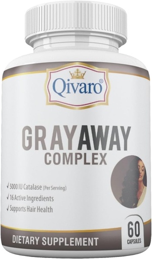 [BRSROZ3QOV5GM2QU] Gray Away Complex - Advanced Unisex Supplement for Natural Hair Color Restoration - Reverses Graying for Men and Women - 60 Capsules