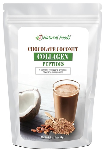 [BRSWGAQ7A4FWYFLB] Z Natural Foods Chocolate Coconut Collagen Peptides, Made with Coconut Milk Powder, Delicious Protein Powder for Overall Wellbeing, Sugar-Free, Non-GMO, Gluten Free, Kosher, 1 lb.