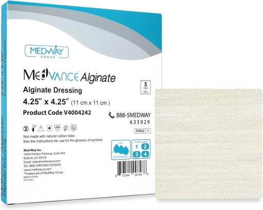 [BRSWGZIPOB5GKA3J] MedVance TM Alginate – Calcium Alginate Dressing 4.25"x4.25" Box of 5 dressings