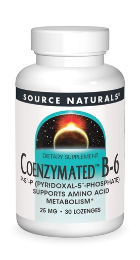 [BRSWIYT7BR5R2A3Y] Source Naturals Coenzymated B-6, 25mg - 30 Lozenges | P-5 (Pyridoxal-5 Phosphate) | Supports Amino Acid Metabolism*