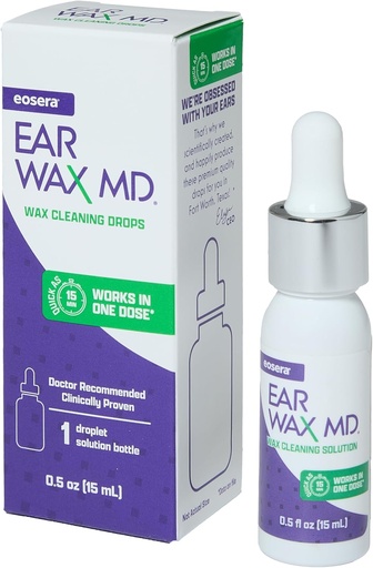 [BRSWECQKCEIB4H37] eosera® Ear Wax MD® - gotas de eliminación de cera de orella - Breaks Down & Dissolves Earwax en Só 1 tratamento - Doutor recomendado e comprobado clínicamente - Gentle & Safe - 15-mL